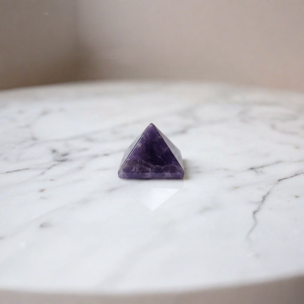Amethyst Pyramid Handheld Crystal Pyramid Showing Deep Purple Color