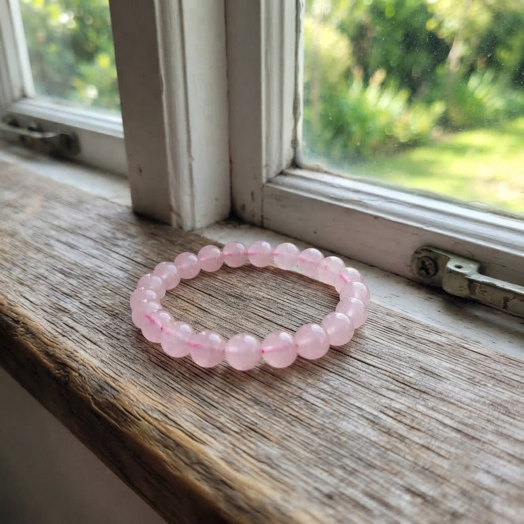 Pink Rose Quartz Bracelet Beaded Wrist Jewelry Photo