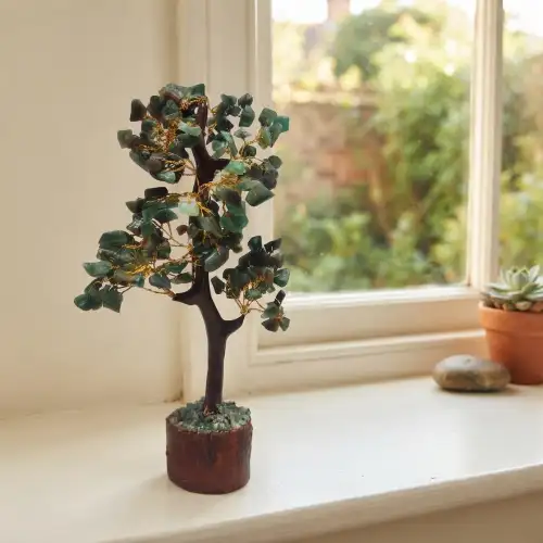 Green Jade Gemstone Tree With Wire Branches And Green Stone Chips - 2nd View